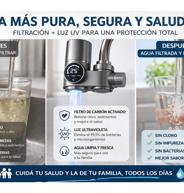 Purificador de Agua UV para Canilla con Display Digital
